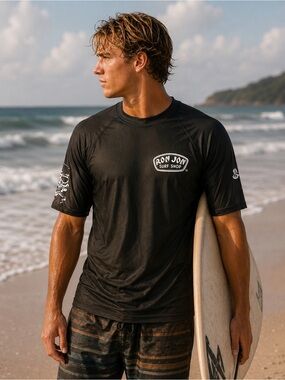 Ron Jon Surf Shop Skull Rash Guard Surf Shirt Black USA Men’s Large